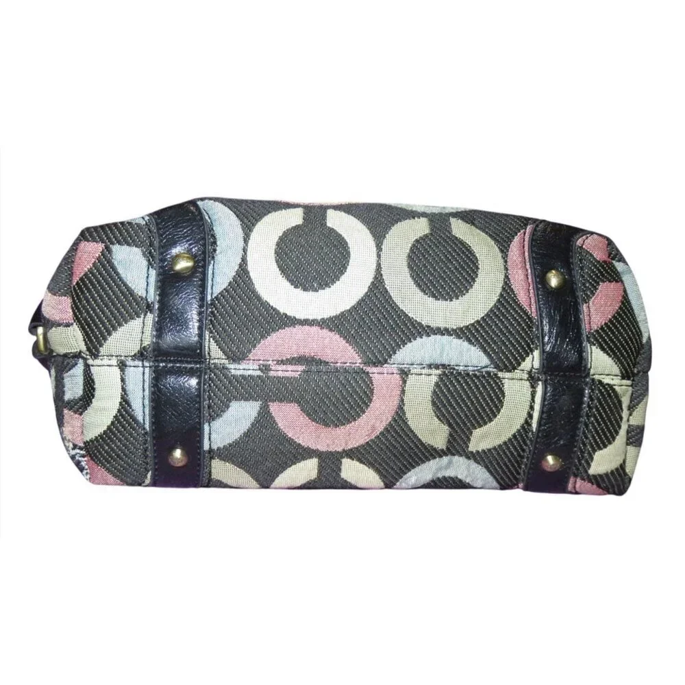 Coach Vintage Carly Multicolor Signature Monogram Canvas & Leather Hobo Bag